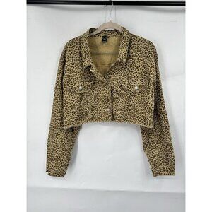 Windsor Animal Print Cropped‎ Lightweight Jacket Women Medium Brown Boho Preppy